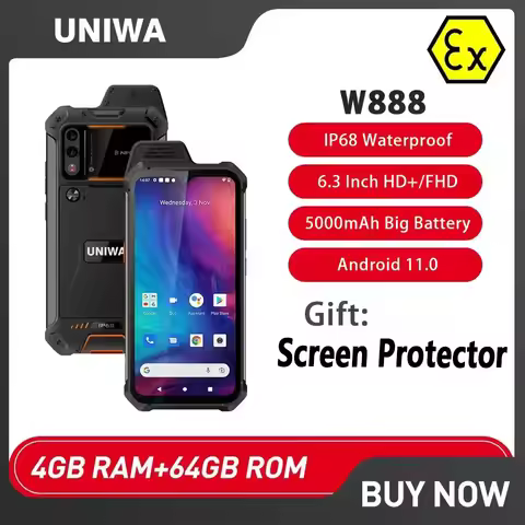 UNIWA W888 ATEX Explosion Indestructible Water Proof Mobile Phone 4GB+64GB 5000mAh Walkie Talkie PTT