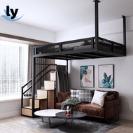 LY Iron Loft Bed Duplex Bunk Bed Space-Saving Loft Bed Multi-Functional Loft Bed