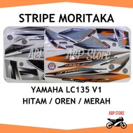 Stripe Moritaka Sticker Body Stiker Yamaha LC135 V1 Hitam / Merah / Oren - F1423