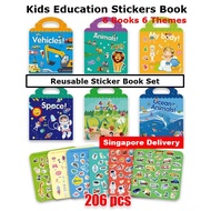 Kids Education Reusable Sticker Book (6Themes) English &amp; Mandarin Learning Sticker Book