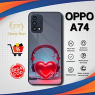 Latest Oppo A74 4G Case Cute Headset Oppo A74 4G Casing Softcase Hardcase glossy Kesing