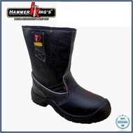 Hammer King's HK2 High Cut Slip On Black Anti Slip Safety Shoes Boots / Kasut Safety Kulit 15002