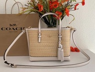 Coach - Mollie Tote 25 in Straw &amp; Smooth Leather Chalk Multi