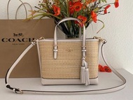 Coach - Mollie Tote 25 in Straw & Smooth Leather Chalk Multi