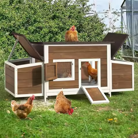chicken coop 11.5ft² large wooden chicken house chicken pen outdoor with 2 nesting boxes poultry cag
