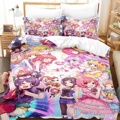 Kawaii Idol Time Pripara Bedding Set Single Twin Full Queen King Size Bed Set Aldult Kid Bedroom 3D 