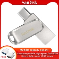 Sandisk USB 3.0 TYPE-C Flash Driver, 2tb, 512gb, 8gb, 32gb, Two-in-One, Metal Flash Drive, 64gb, 128gb, 256gb, Mini Pen Driver, Suitable for Mobile Phones, Speakers, Cars, with OTG Adapter