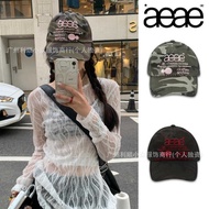 Ready Stock Korea aeae Hat Embroidered Letter Camouflage Baseball Cap Peaked Cap Washed Retro Slimme