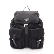 【二手】Prada PRADA VELA BZ2811 黑色尼龍 Saffiano 皮革中型雙肩包 女款