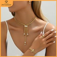 SWIRLUXE Gold 4pcs Jewelry Set Necklace Earrings Ring bracelet For Woman Exquisite Fashion Unique
