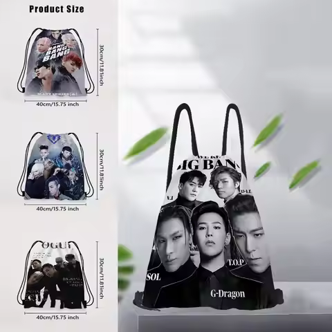 B-BIGBANG Kpop Drawstring Bag Gym Pouch Bag Backpack Women Portable Shopping Fashion School Shoe Bag