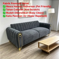 CMK Sofa 1/2/3 Seater Velvet Premium | Sofa Baldu | Kalis Calar | Kaki Besi Gold | Modern Living Roo