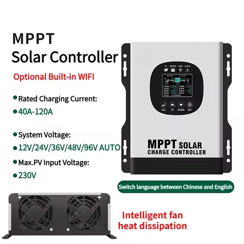 40A 60A 80A 120A 230VDC Built-In WIFI MPPT Solar Controller PV Regulator Auto Match 12V -96V for Lif