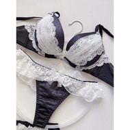 Japanese Artisan Bra Underwear Set with T-Pants 75B-F80/85BCD Cute Shuiyu Dot Bow Gathering