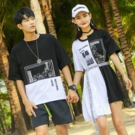 One Dress One Dress One Dress Couple Wear Summer Dress Short-Sleeved t-Shirt Different Niche Design 
