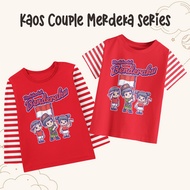 Unisex Striped Sleeve Couple T-Shirt for August 1-14 Years
