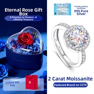 East Beauty | Moissanite Diamond Large Silver Engagement Ring 2 Carat