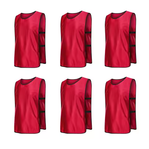 6 PCS Adults Soccer Pinnies Quick Drying Football Team Jerseys Sports Soccer Team Training Numbered 