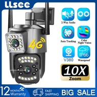 LLSEE 8MP 4K PTZ IP Camera Wifi 4G SIM Card Wireless Connection Dual Lens 10X Zoom Outdoor Security 