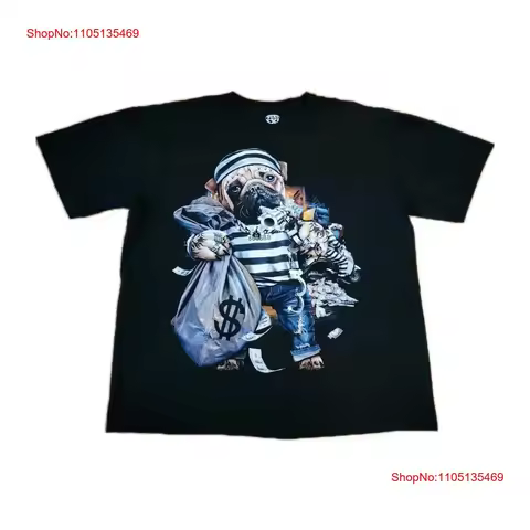 Imran Potato Pug Bank Robber Dog T Shirt Mens Size XXL vintage Washed Stretched Soft homme fashion B