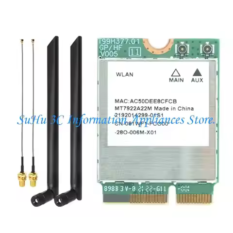 Advanced MT7922 WiFi 6E Wireless Card Bluetooth-Compatible 5.2 M.2 Triple Band 6GHz/5GHz/2.4GHz