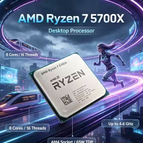 AMD Ryzen 7 5700X AM4 Processor 32MB L3 Cache PCIe 4.0 for Game Streaming PC Upgrade
