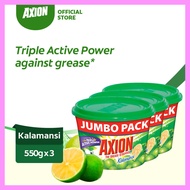 Axion Kalamansi Antibacterial Dishwashing Paste with Triple Active Power 550g Value Pack of 3