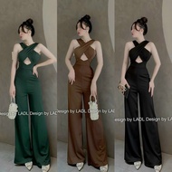 Jump Yếm Chéo Ngực Kèm Mút Phối Quần Dài Ống Rộng Siêu Sang Hot Đi Chơi Cực Xinh DB01004335412