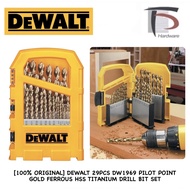 [100% ORIGINAL] DEWALT 29PCS DW1969 PILOT POINT GOLD FERROUS HSS TITANIUM DRILL BIT SET