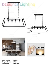 Designer Lighting Iron Hanging Lamp 4 Holder Dining Lamp Cafe Lamp Restaurant Light Living Room Ligh