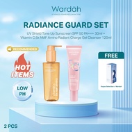 NEW WARDAH Paket Face Wash Gentle Low Ph Lightening Sunscreen UV Shield SPF 35 SPF 50 Sabun Cuci Muk