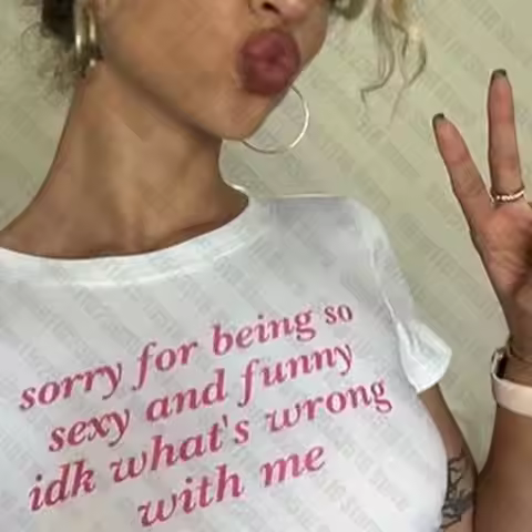 Gothic Crop Top Aesthetic 90s Vintage Grunge Cute Tee Streetwear Summer Slim Emo Girl Baby Tee Punk 