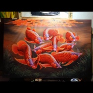 Lukisan Kanvas Ikan Arwana Super Red - Lukisan Arwana - Lukisan kanvas