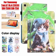 For Samsung Galaxy Tab A7 10.4 (2020) SM-T500 SM-T505 Tablet Full Body Protection Case Cute Animals Painted Flip Leather Cover T500 T505