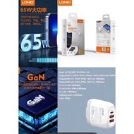 [READY STOCK]LDNIO A3511Q 3 Ports USBx2 + USB-C x1 65W GaN Charger With Cable