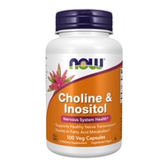 NOW Supplements, Choline & Inositol 500 mg, Healthy Nerve Transmission*, Nervous System Health*, 100