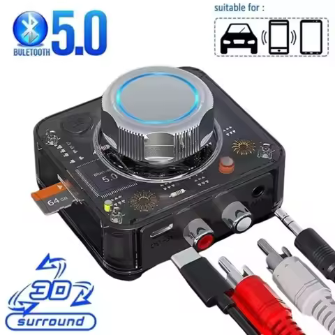 VIKEFON Bluetooth 5.0 Audio Receiver 3D Stereo Sound Wireless Adapter SD TF Card RCA 3.5mm AUX Jack 