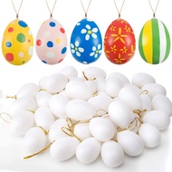 10/15/20/30/40PCS Graffiti Painted Eggs 6CM White Plastic Egg Easter Simulation Fake Eggs DIY Graffi