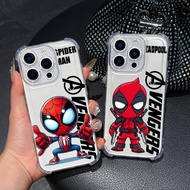 Cartoon Marvel Spiderman Deadpool Venom Clear Phone Case For Samsung A57 A37 A56 5G A55 A54 A53 A17 