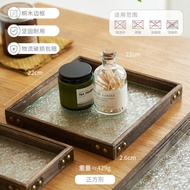 Vintage Glass Tea Tray Hibiscus Flower Design Living Room Use Tea Brewing Tray Fruit Tea Snack Tray 