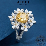 AIFEI JEWELRY Ring Gold Citrine Perak Hexagonal Accessories Korean Adjustable 925 Women Original 純銀戒指 Sterling Flower For Silver Luxury Cincin Perempuan R425