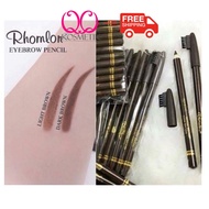 (BORONG 12s 56sen) RHOMLON Eyebrow Pencil w Brush Berus Kening Dark Brown / Light Brown Coklat Gelap