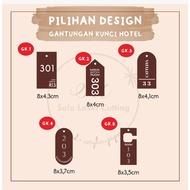 GANTUNGAN Wooden Hotel Keychain 1 SIDE Keychain Hotel room number key Boarding House/ Boarding House