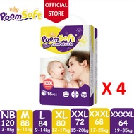 POOMSOFT Baby Diapers  - NB（120Pcs）/M（88Pcs）/L（84Pcs）/XL（80Pcs）/XXL（72Pcs）/XXXL（68Pcs）/XXXXL（64Pcs）