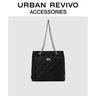 URBAN REVIVO อุปกรณ์เสริมสำหรับผู้หญิงใหม่กระเป๋าสะพายโซ่สไตล์เบา AW02TB2N2007 Black