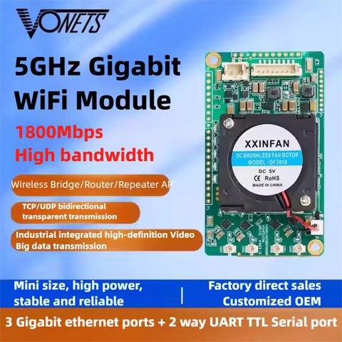 VONETS VM1800 Gigabit 5.8GHz WiFi Module Wireless Bridge 1800Mbps Wireless to Wired Conversion Seria