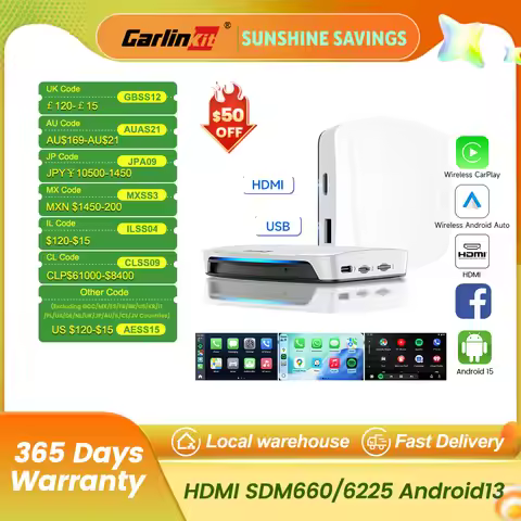 HDMI CarlinKit Android 13 CarPlay Ai Box SDM660 6225 Wireless CarPlay Android Auto Video TV Streamin