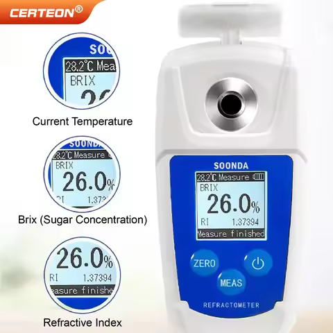 Digital Sugar Refractometer Brix Meter 0‑55% Handheld Sweetness Tester With ATC LCD Display Waterpro