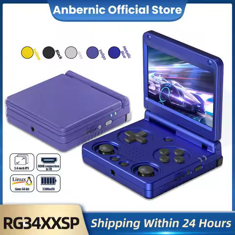 Anbernic RG34XXSP 3.4-Inch IPS Linux 64-bit Game Console H700 quad-core 1GB Retro Game Player HD-Con