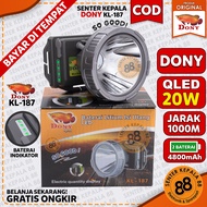 DONY Senter kepala Cas DONY KL 187 MANTAP Terdapat INDIKATOR BATERAI 20 WATT 20W QLED LED T6 KEREN